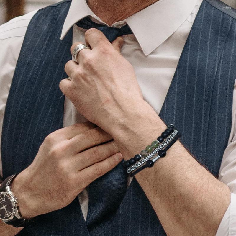 Charm Bracelets Men's Bracelet Trend Natural Stone Bead Matte Black Glass Stainless Steel Chain Combo Set 3-piece Hand-Woven
Charm Bracelets Men's Bracelet Trend Natural Stone Bead Matte Black Glass Stainless Steel Chain Combo Set 3-piece Hand-Woven