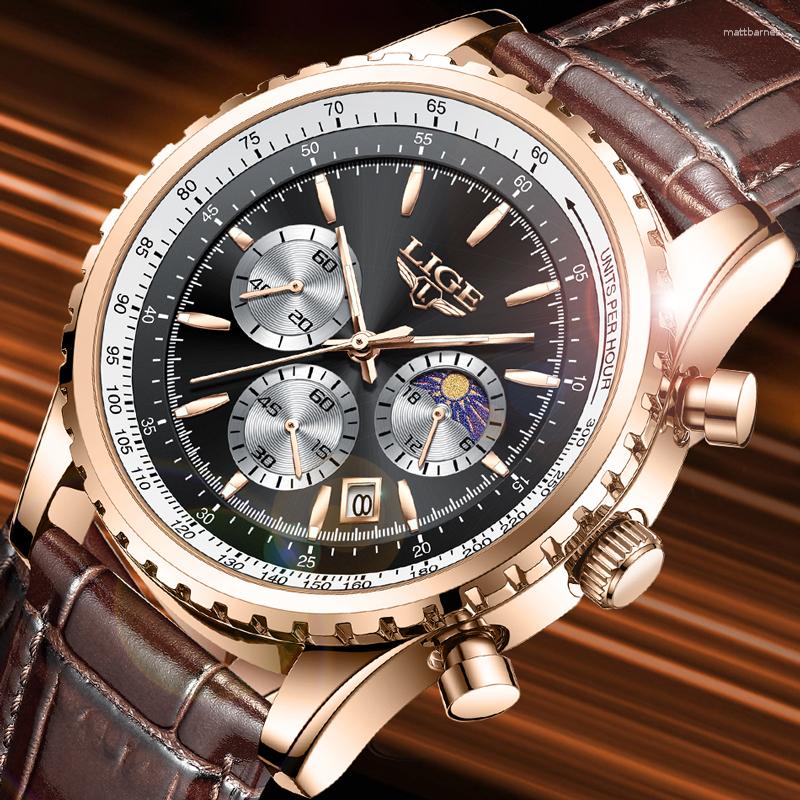 Wristwatches LIGE Watches Mens Top Casual Leather Quartz Men's Watch Business Clock Male Sports Waterproof Date Chronograph, Rose gold white l
Wristwatches LIGE Watches Mens Top Casual Leather Quartz Men's Watch Business Clock Male Sports Waterproof Date Chronograph, Rose gold white l