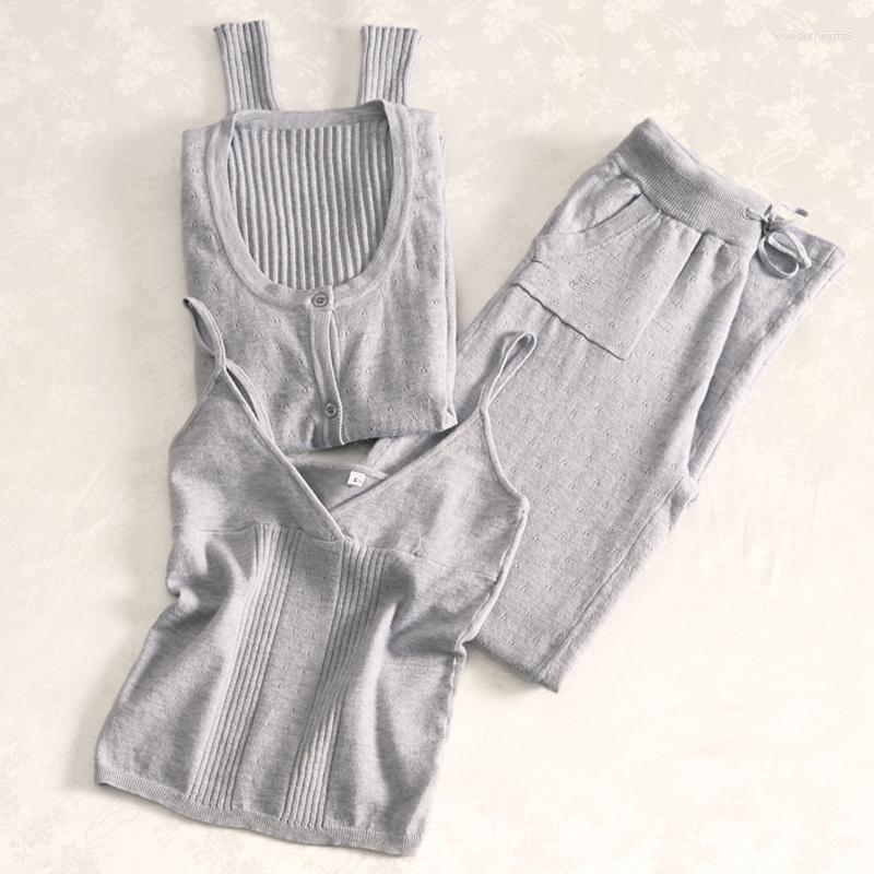 Women's Sleepwear Women Pajamas Spring Autumn Pyjama Three-Piece Sets Softness Comfortable Knitted Female Fashion Grey, Gray
Women's Sleepwear Women Pajamas Spring Autumn Pyjama Three-Piece Sets Softness Comfortable Knitted Female Fashion Grey, Gray