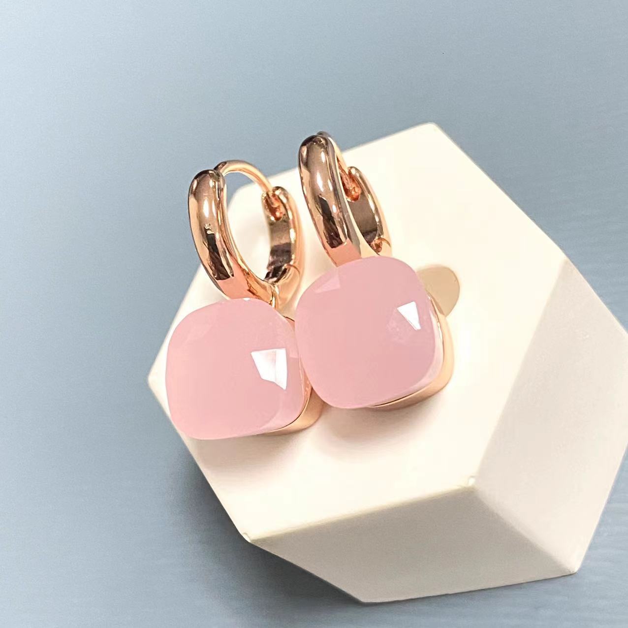 Dangle Chandelier Earrings For Women High Quality Pink Crystal Earrings Square Candy Colors Earrings Fashion Jewelry Gift 230620