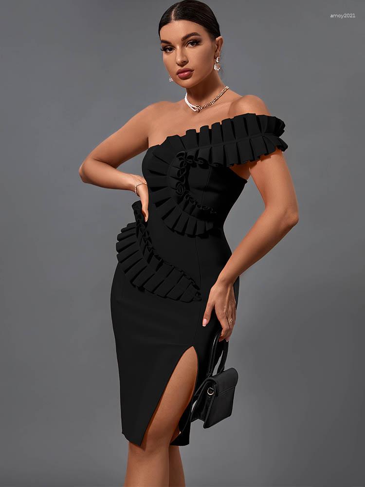 Casual Dresses Ruffle Bandage Dress Black Bodycon Evening Party Elegant Sexy One Shoulder Birthday Club Outfit 2023 Summer Arrival
Casual Dresses Ruffle Bandage Dress Black Bodycon Evening Party Elegant Sexy One Shoulder Birthday Club Outfit 2023 Summer Arrival
