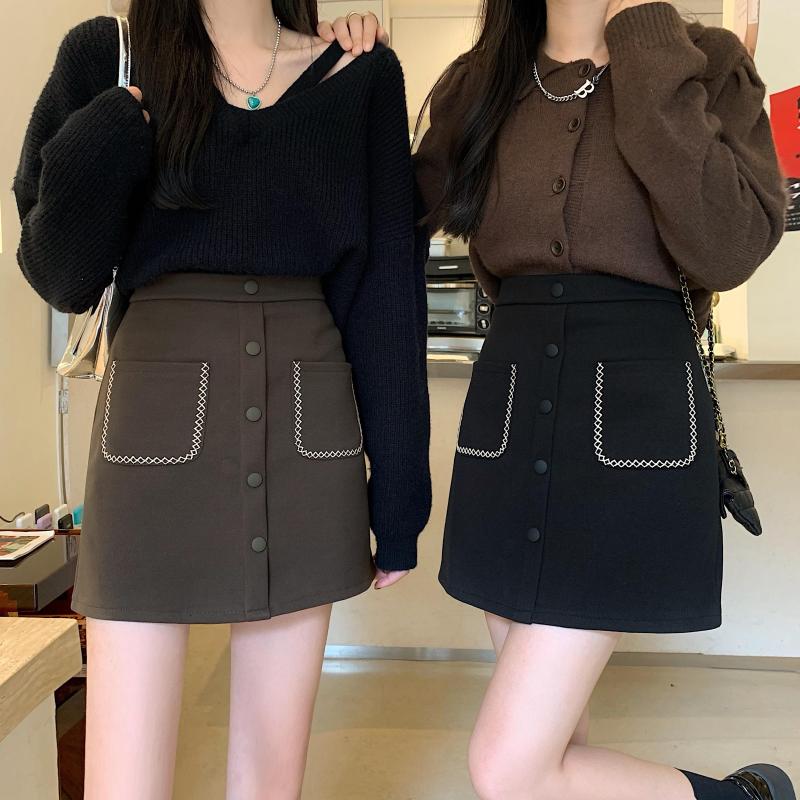 Skirts Autumn Winter High Waist Pockets A Line Mini Skirt For Women Solid Color Elegant Short Lady, Black
Skirts Autumn Winter High Waist Pockets A Line Mini Skirt For Women Solid Color Elegant Short Lady, Black