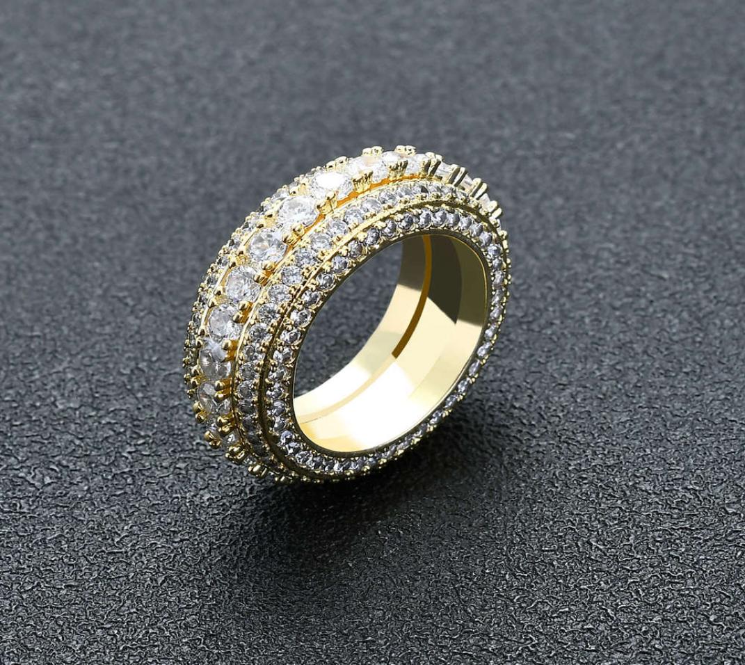 Five rows of zircon rotatable ring012345678910116699000