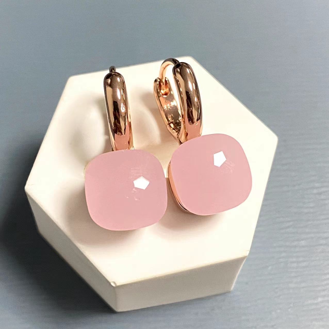 Dangle Chandelier Earrings For Women High Quality Pink Crystal Earrings Square Candy Colors Earrings Fashion Jewelry Gift 230620