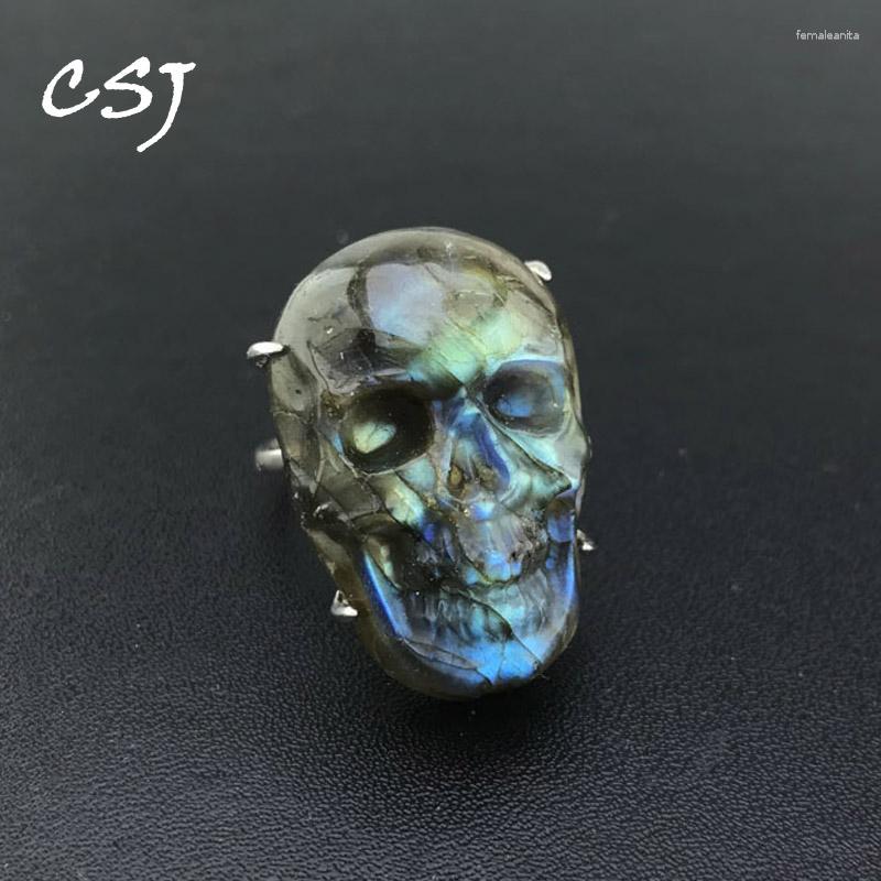 Cluster Rings CSJ Natural Labradorite Skull Ring Sterling 925 Silver Moonstone Sunstone For Man Women Party Birthday Jewelry Gift Wholesale
Cluster Rings CSJ Natural Labradorite Skull Ring Sterling 925 Silver Moonstone Sunstone For Man Women Party Birthday Jewelry Gift Wholesale