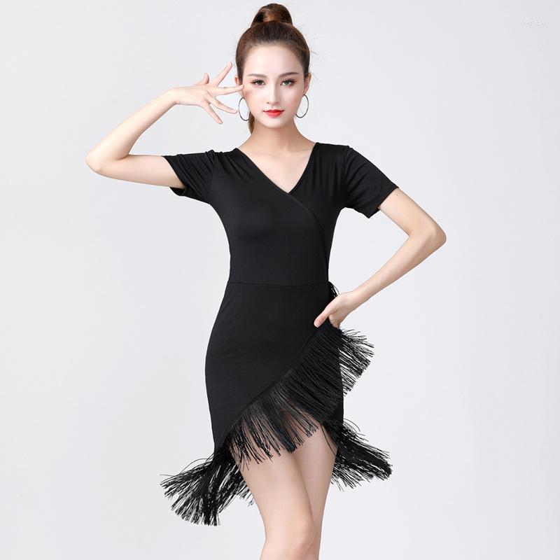 Stage Wear Fashion Black Sexy Latin Dance Dress Short-sleeve Tassel For Women Female Ballroom Tango Cha Rumba Costumes 
Stage Wear Fashion Black Sexy Latin Dance Dress Short-sleeve Tassel For Women Female Ballroom Tango Cha Rumba Costumes