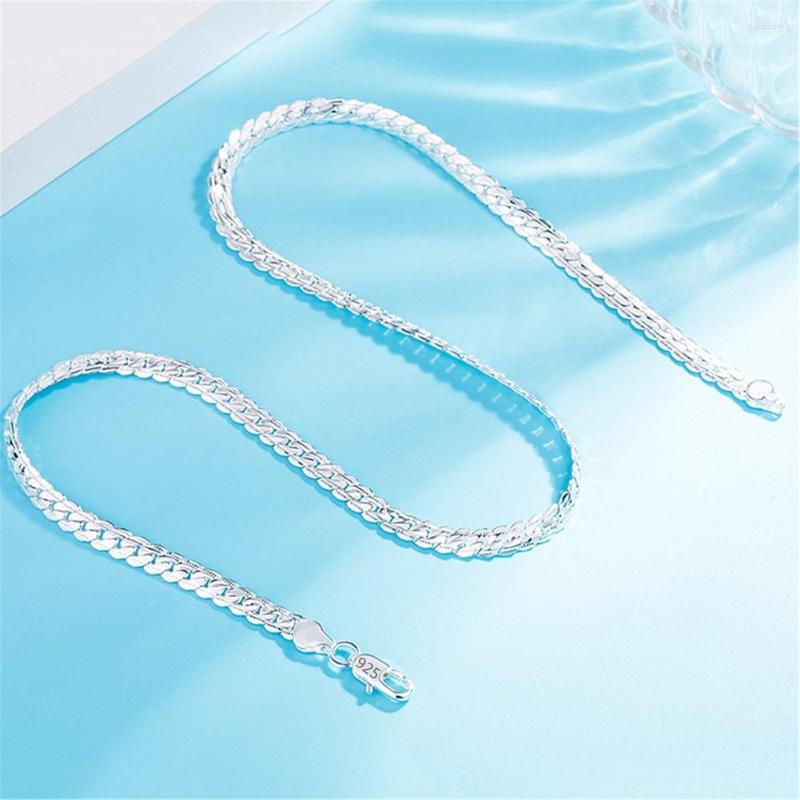 

Chains 45-60CM 925 Silver Color Necklace Chain 6mm Width Design Fine For Woman Men Fashion Wedding Engagement Jewelry