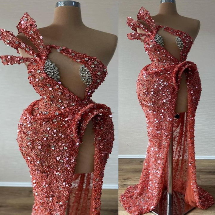 

2023 Aso Ebi Mermaid Red Prom Dress Crystals Sequined Lace Evening Formal Party Second Reception Birthday Bridesmaid Engagement Gowns Dresses Robe De Soiree ZJ423, Dark red