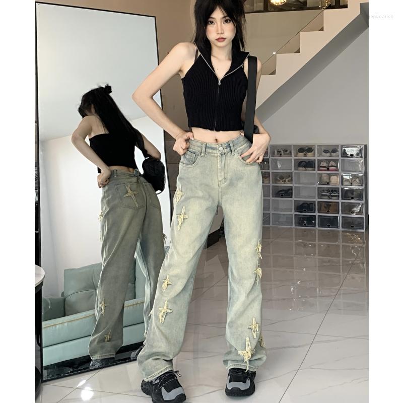 Women' Jeans Women Blue Star Y2K Style High Waist American Worn-out Wide Leg Pants Fashion Vintage Straight 2023 Summer Female Trouser
Women' Jeans Women Blue Star Y2K Style High Waist American Worn-out Wide Leg Pants Fashion Vintage Straight 2023 Summer Female Trouser