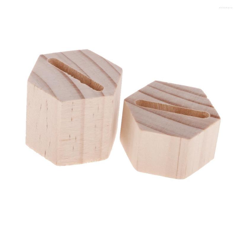Jewelry Pouches Hexagon Plain Wooden Wedding Band Cushion Bearer Display Holder