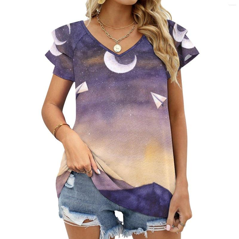 Women' T Shirts Shoot For The Moon Ruffle Short Sleeve T-Shirt V Neck Pattern Cute Tops Casual Tee Paper Airplane Watercolor, Nt
Women' T Shirts Shoot For The Moon Ruffle Short Sleeve T-Shirt V Neck Pattern Cute Tops Casual Tee Paper Airplane Watercolor, Nt