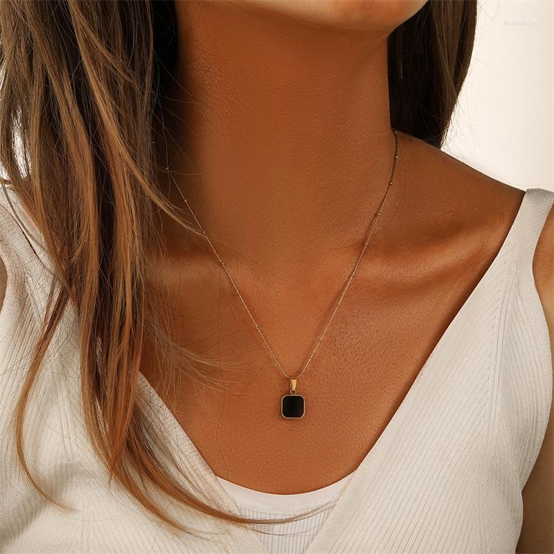 Pendant Necklaces Black Square Link Chain Stainless Steel For Women Men Gold Color Clavicle Chains Party Jewelry
Pendant Necklaces Black Square Link Chain Stainless Steel For Women Men Gold Color Clavicle Chains Party Jewelry