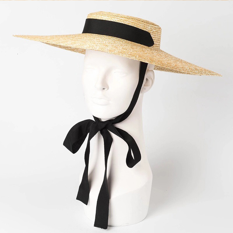 Wide Brim Hats Bucket Hats Summer Raffia Women Long Ribbon Wide Brim Beach Hat French Style Vintage Sunscreen Big Natural Wheat Straw Hats Girl Bow Ca