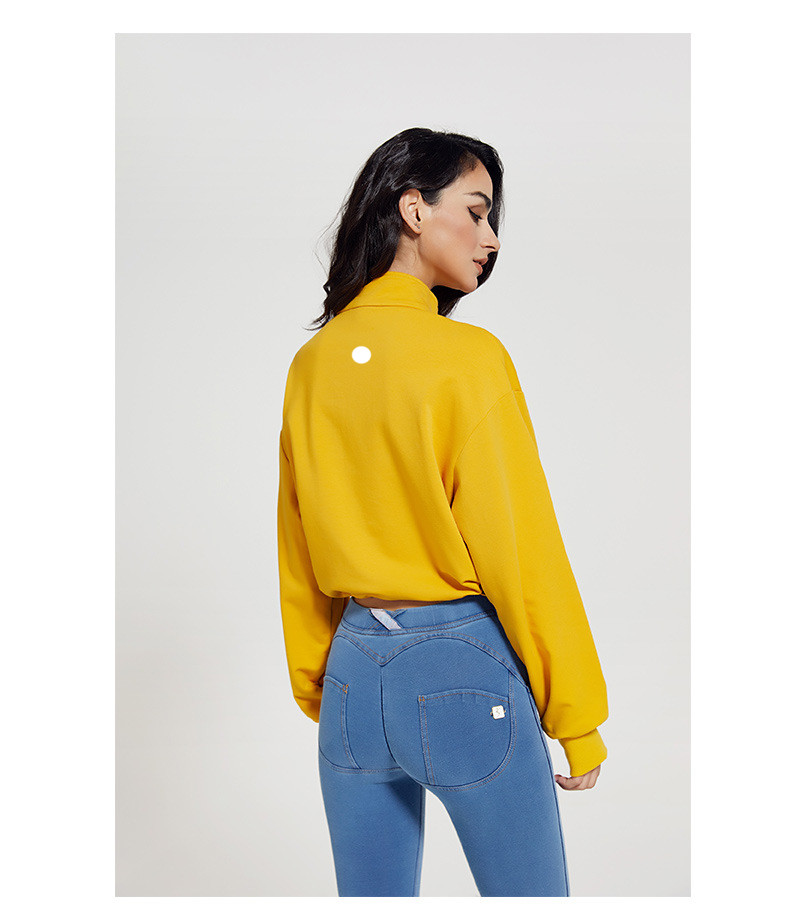 L88288 Women Hoodies Jacket Sweatshirt For Autumn Yoga Suit Jacket Ladies Gym Workout Coat Half Zipper Fleece Loose Workout Pullover F169