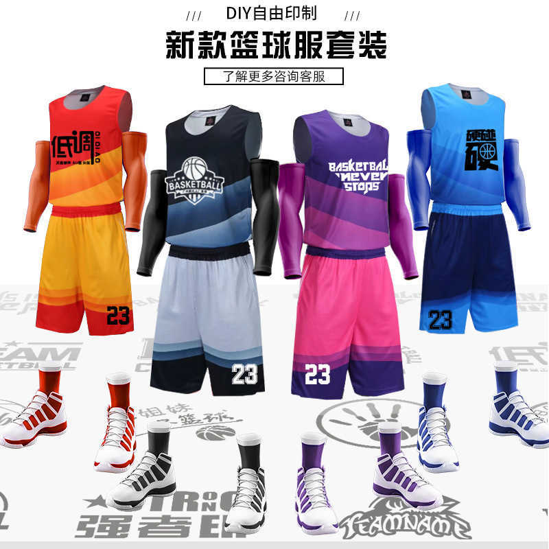 Sell students' Basketball uniform sets for men and women's training competitions with money Gradually changed purple class team uniforms Print number
Sell students' Basketball uniform sets for men and women's training competitions with money Gradually changed purple class team uniforms Print number