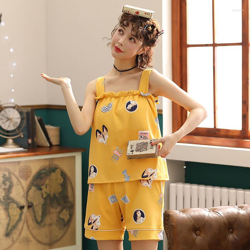 Women's Sleepwear Women Ladies Summer Sexy Backless Spaghetti Strap Cotton Home Wear Fashion Comfortable Knitted Two Piece Pajama Sets, Yellow
Women's Sleepwear Women Ladies Summer Sexy Backless Spaghetti Strap Cotton Home Wear Fashion Comfortable Knitted Two Piece Pajama Sets, Yellow