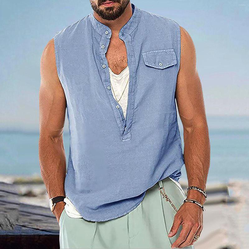 Men's Casual Shirts Oversized Men Summer Sleeveless Linen Tank Tops With Pockets Basic Male Vintage Vest Hawaiian Beach, Black
Men's Casual Shirts Oversized Men Summer Sleeveless Linen Tank Tops With Pockets Basic Male Vintage Vest Hawaiian Beach, Black