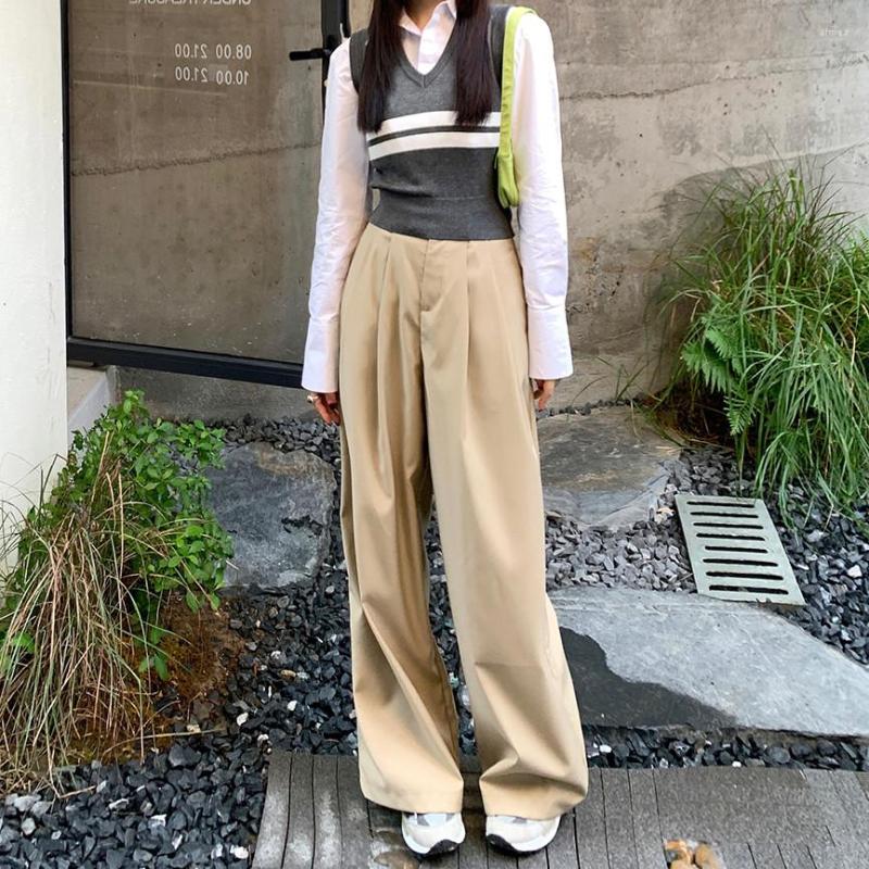 Women' Pants Spring Loose Suit For Women Khaki Solid Full Length Wide Leg High Waist Lady Trousers Female 4724
Women' Pants Spring Loose Suit For Women Khaki Solid Full Length Wide Leg High Waist Lady Trousers Female 4724