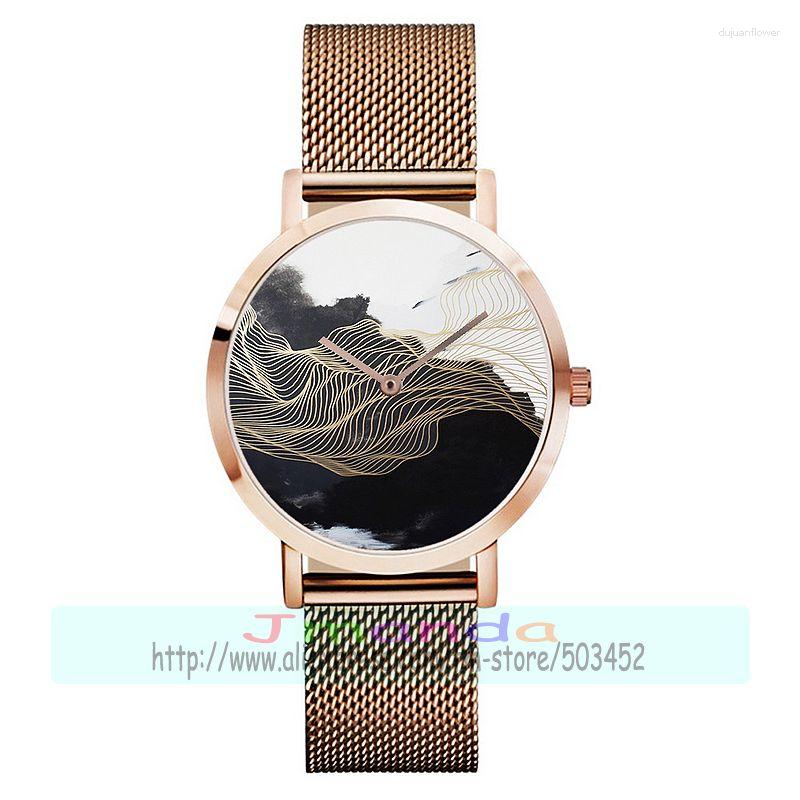 Wristwatches 50pcs/lot Selling Rose Gold Ombre Flowers Leather Watch Lucky Clover Casual Wrist Black Dial Elegance For Women, Silver mesh
Wristwatches 50pcs/lot Selling Rose Gold Ombre Flowers Leather Watch Lucky Clover Casual Wrist Black Dial Elegance For Women, Silver mesh