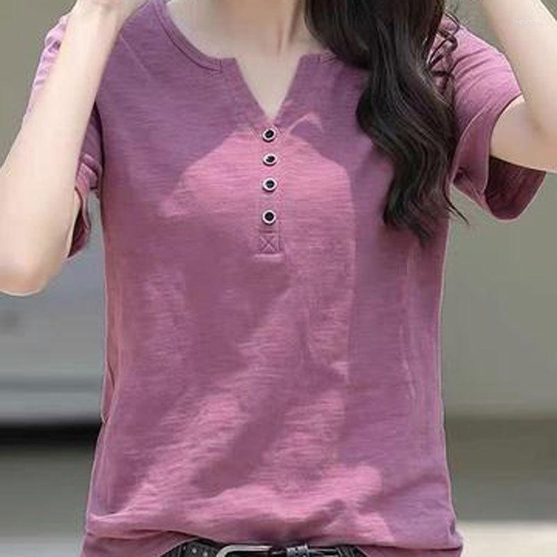 Women's T Shirts Women's Clothing V-neck Button T-shirt Spring Summer Loose Large Cotton Fashion Vintage Short Sleeve Elegant Solid, Purple
Women's T Shirts Women's Clothing V-neck Button T-shirt Spring Summer Loose Large Cotton Fashion Vintage Short Sleeve Elegant Solid, Purple