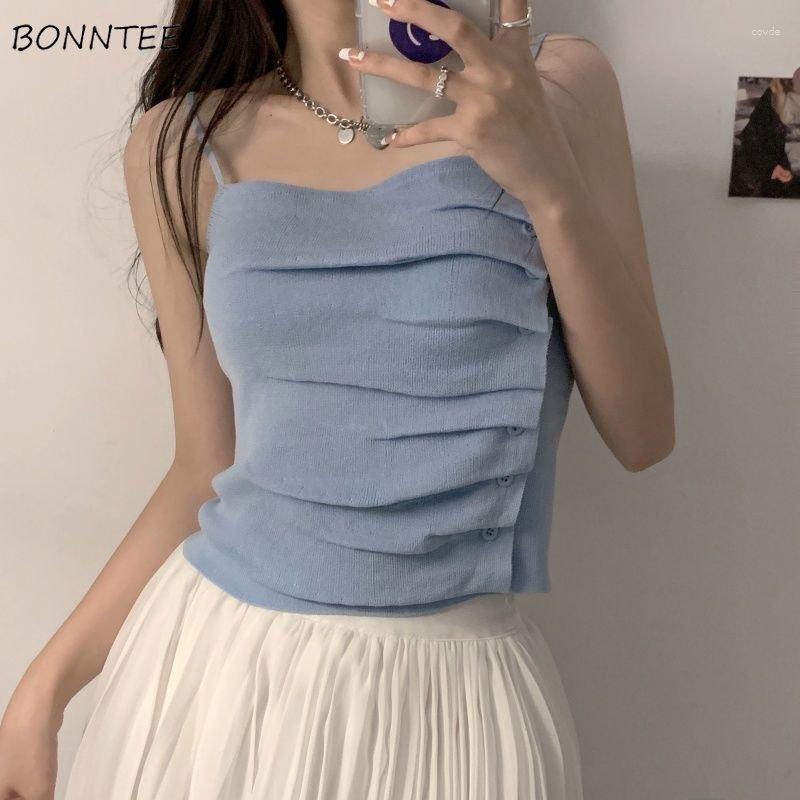 Women's Tanks Camisole Women Button Folds Gentle Temper Personality Creativity Casual Slim Elegant Trendy Leisure Summer Lady Thin, Blue
Women's Tanks Camisole Women Button Folds Gentle Temper Personality Creativity Casual Slim Elegant Trendy Leisure Summer Lady Thin, Blue