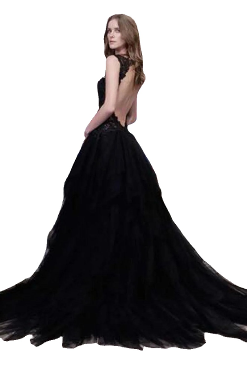 Sexy Backless Black Wedding Dresses Vintage V-neck Tiered Tulle Skirt Long Bridal Gowns Cheap Gothic Wedding Dress Vestidos de Novia, Same as image
Sexy Backless Black Wedding Dresses Vintage V-neck Tiered Tulle Skirt Long Bridal Gowns Cheap Gothic Wedding Dress Vestidos de Novia, Same as image