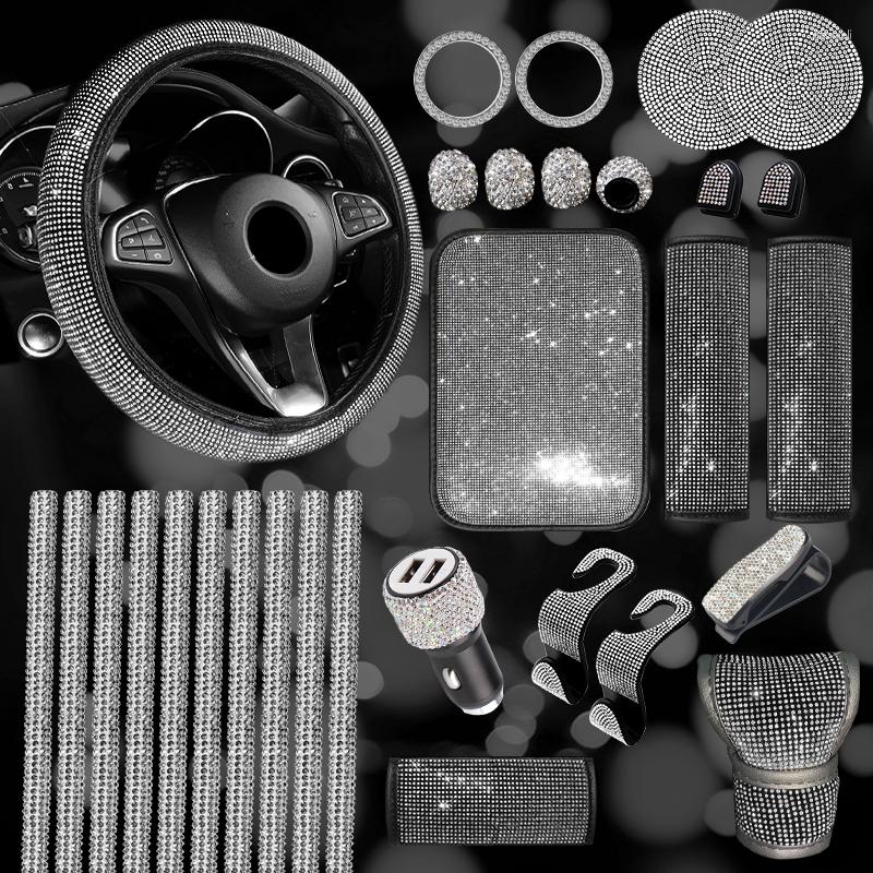 Steering Wheel Covers 30Pcs Crystal Car Accessories Set For Women Bling Cover Universal Gear Handbrake Handle Armrest Cup Mat
Steering Wheel Covers 30Pcs Crystal Car Accessories Set For Women Bling Cover Universal Gear Handbrake Handle Armrest Cup Mat