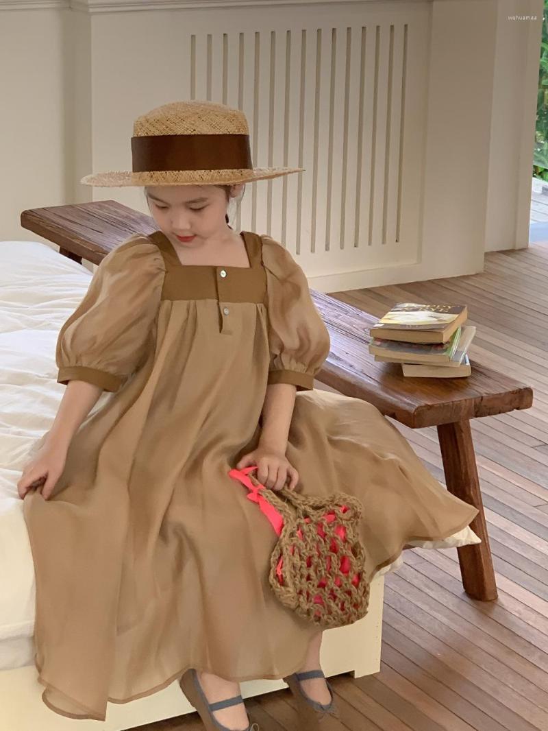 Girl Dresses Solid Korean Puff Sleeve Princess Dress Short Grils Casual Ankle-Length Summer Children's Clothing, Khaki 
Girl Dresses Solid Korean Puff Sleeve Princess Dress Short Grils Casual Ankle-Length Summer Children's Clothing, Khaki