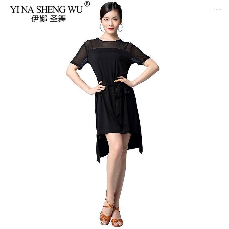 Stage Wear Black Latin Dance Costume International Sexy Dress Adult Women Short Sleeve Mesh Stitching Practice 
Stage Wear Black Latin Dance Costume International Sexy Dress Adult Women Short Sleeve Mesh Stitching Practice
