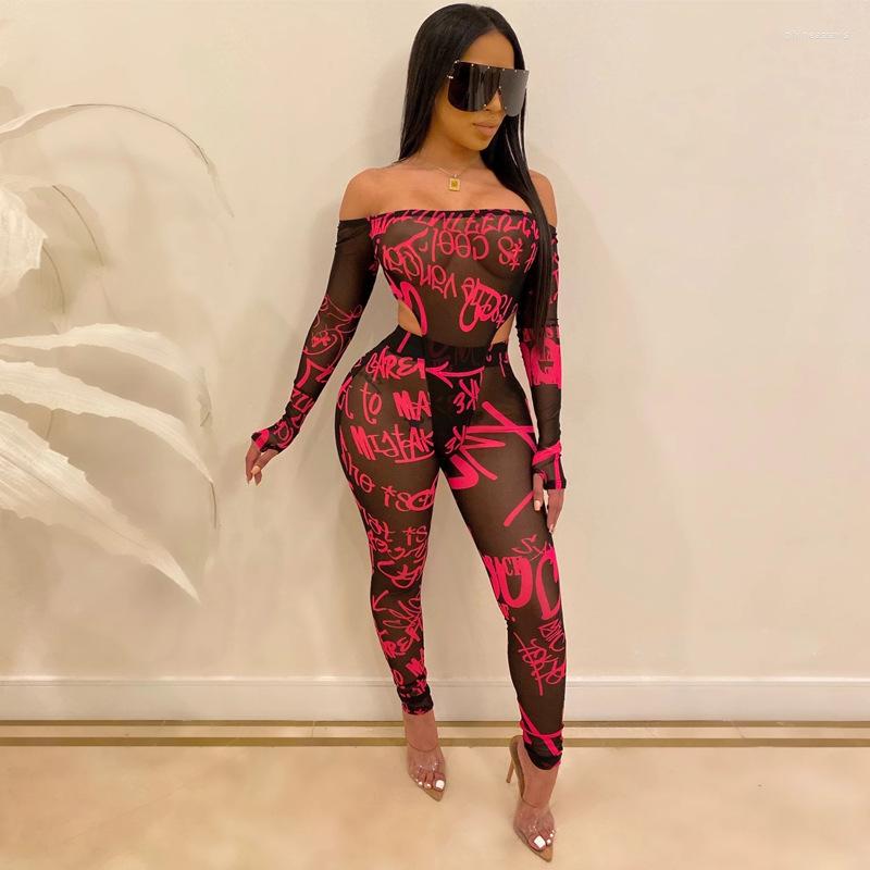 Women's Two Piece Pants BKLD One-shoulder Letter Printing Jumpsuit Long Sets Women Sexy Mesh Perspective Suits Fashion Streetwear, Black
Women's Two Piece Pants BKLD One-shoulder Letter Printing Jumpsuit Long Sets Women Sexy Mesh Perspective Suits Fashion Streetwear, Black
