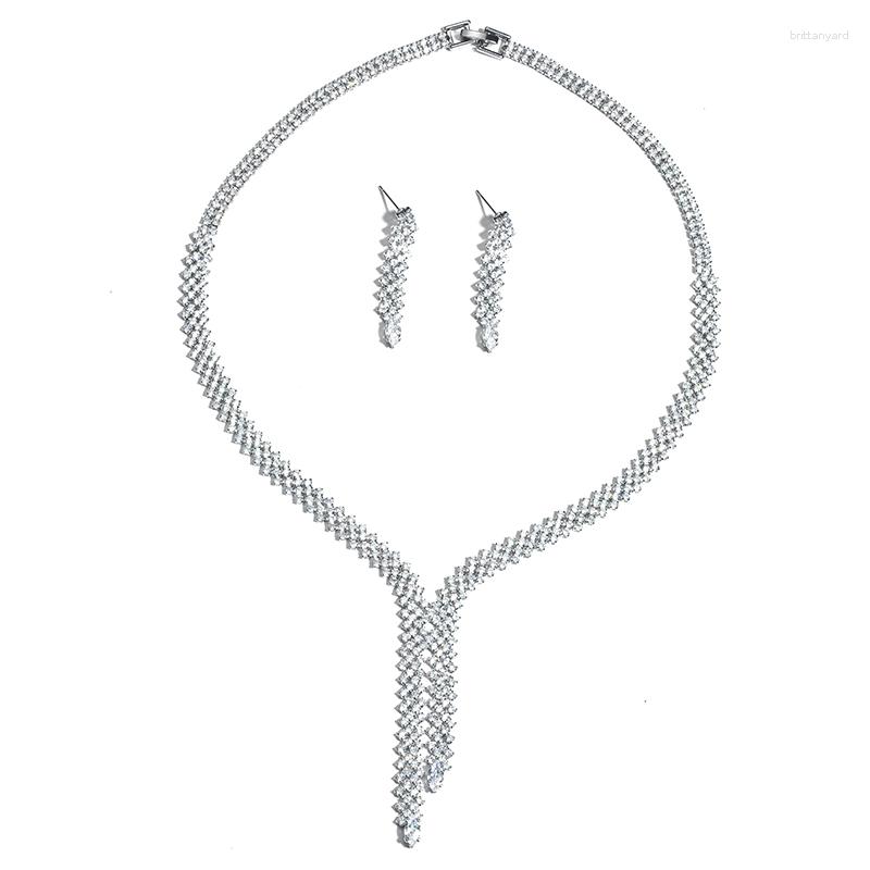 Necklace Earrings Set AMC Luxury Shiny Symmetrica Crystal Zircon Long Chain Wedding And Stud Earring Bridal For Women Gift, Picture shown
Necklace Earrings Set AMC Luxury Shiny Symmetrica Crystal Zircon Long Chain Wedding And Stud Earring Bridal For Women Gift, Picture shown