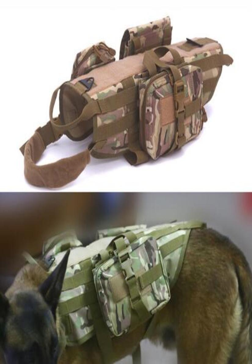 

Tactical Dog Vest suit WaterResistant MOLLE bag Training Harness for Walking Hiking Waterproof Training Harness Service Dog4093439, Khaki
