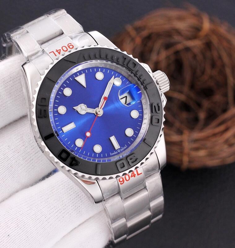 Mens Yacht Watch 40MM ceramic classic silver case sapphire glass quality automatic mechanical movement rubber strap Wristwatches