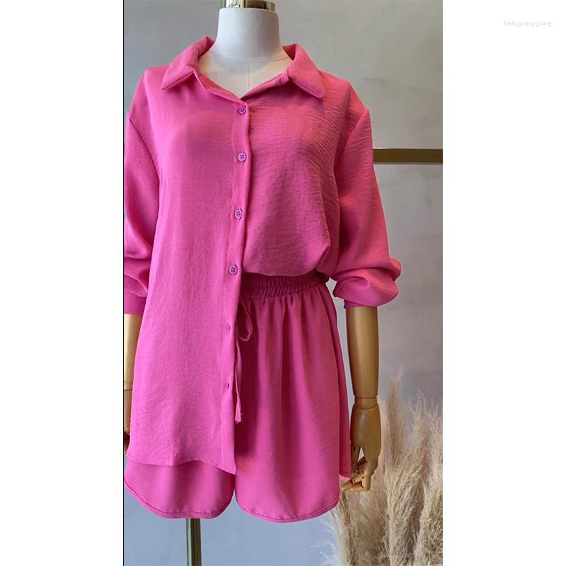 Women' Sleepwear Pyjama Summer Shorts Suit Women' Home Clothes Solid Suits With Drawstring Loose Pajamas Turn Down Collar Pijamas, Orange red
Women' Sleepwear Pyjama Summer Shorts Suit Women' Home Clothes Solid Suits With Drawstring Loose Pajamas Turn Down Collar Pijamas, Orange red