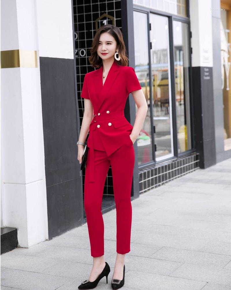 Women' Two Piece Pants Novelty Red Formal Business Suits With Jackets And Pencil OL Styles Summer Work Wear Blazers Ladies Pantsuits
Women' Two Piece Pants Novelty Red Formal Business Suits With Jackets And Pencil OL Styles Summer Work Wear Blazers Ladies Pantsuits