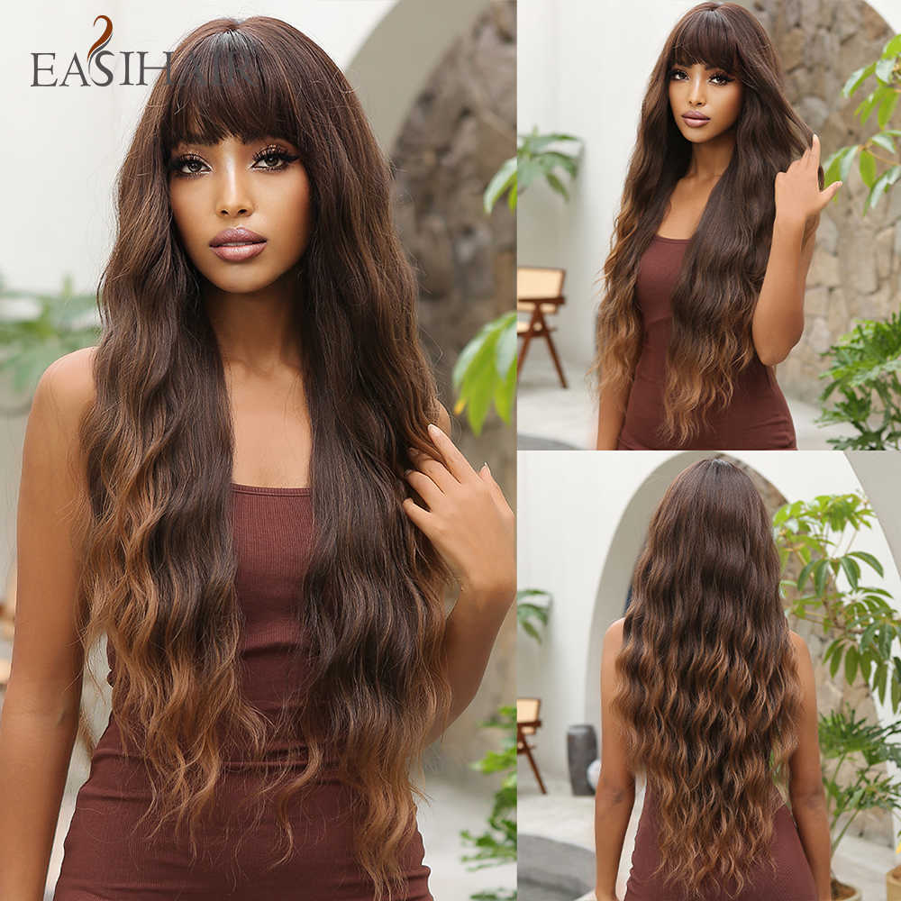 Synthetic Wigs Easihair Long Brown to Blonde Ombre Synthetic Wigs Deep Wave Cosplay Natural Hair with Bangs for Women Heat Resistant 230227, Lc237-3
Synthetic Wigs Easihair Long Brown to Blonde Ombre Synthetic Wigs Deep Wave Cosplay Natural Hair with Bangs for Women Heat Resistant 230227, Lc237-3