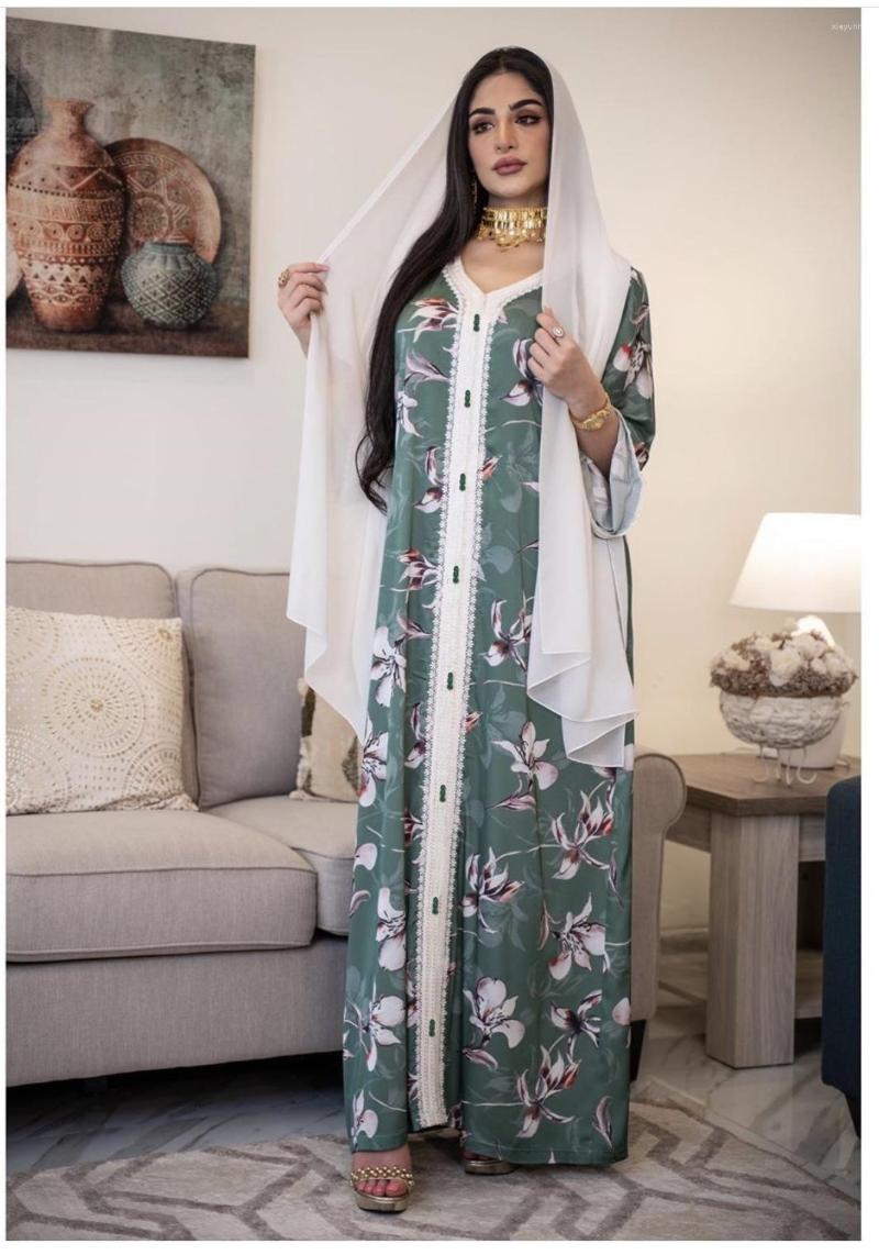 Ethnic Clothing Muslim Dress Abaya Jalabiya Printing Long Lace Evening Middle East Robe With Scarf Full Sleeves Vestidos Musulmanes
Ethnic Clothing Muslim Dress Abaya Jalabiya Printing Long Lace Evening Middle East Robe With Scarf Full Sleeves Vestidos Musulmanes