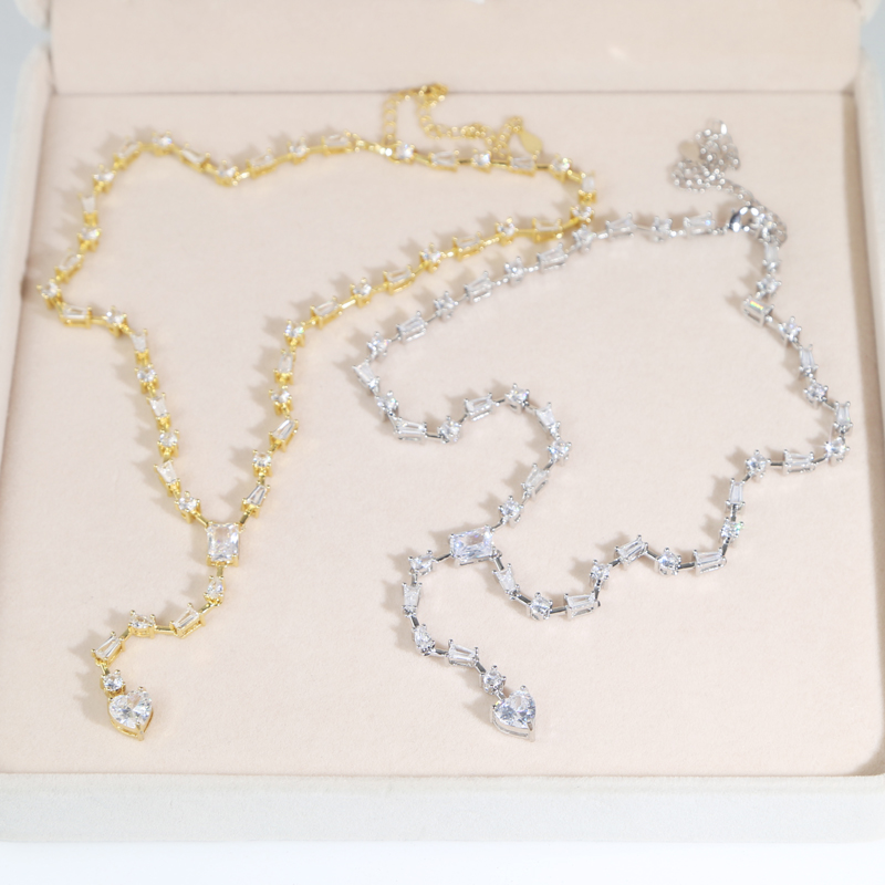 Iced Out Bg Micro Pave CZ Geometric Lariat Necklace for Women