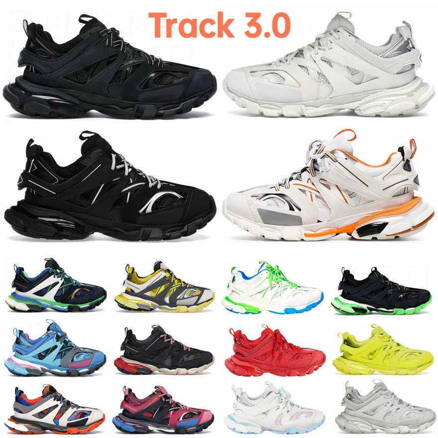 

New Fashion Designer Womens Mens shoes Track 3 3.0 sneakers Luxury trainers Triple Black White Pink Blue Orange Yellow Green Tess.S. Gomma T, Color 36