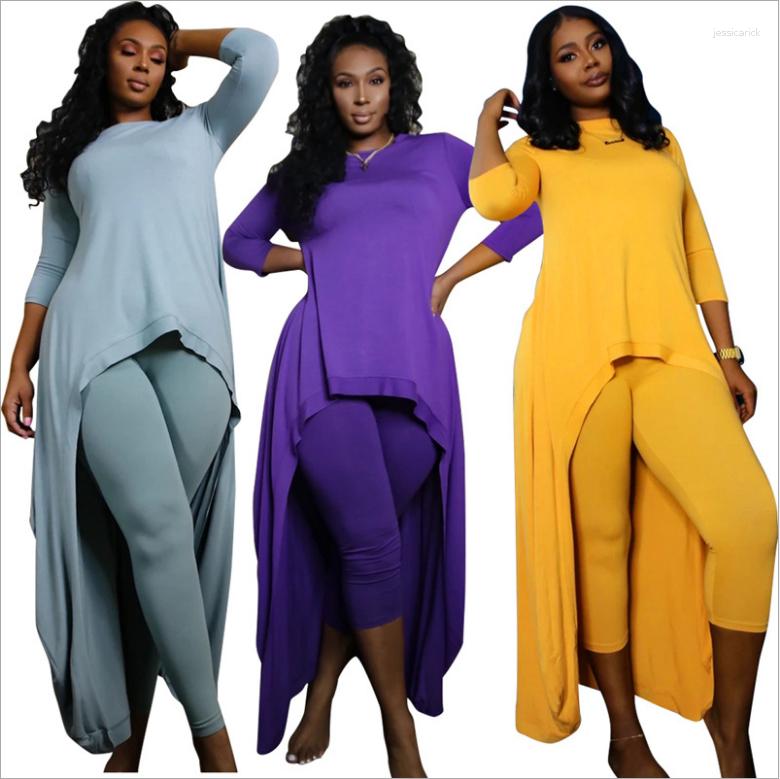 Women' Pants Two Piece Sets Autumn Women Solid Lady' Short Front Long Back O-neck Sleeve Tees High Waist Leggings, Purple
Women' Pants Two Piece Sets Autumn Women Solid Lady' Short Front Long Back O-neck Sleeve Tees High Waist Leggings, Purple