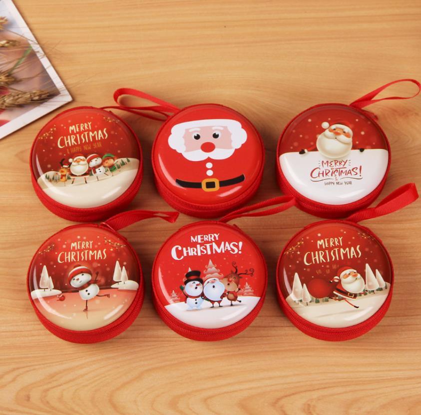 Coin Purse Mini Tins Money Wallet Change Pocket With Zipper Gift Box Jewelry Pouch Candy Box Christmas Tree Hanging Ornaments