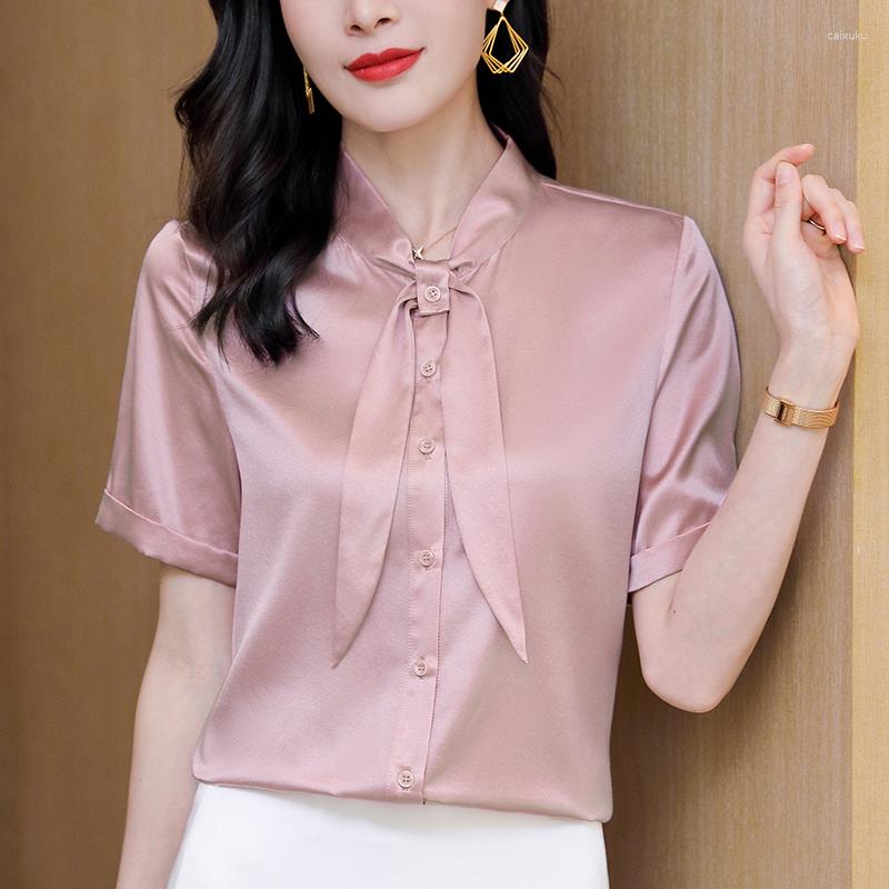 Women's Blouses Satin Blouse Women's 19 Momme Real Silk Shirt 2023 Summer Elegant Bow Tops Short Sleeve Office Lady Shirts And Solid, Green
Women's Blouses Satin Blouse Women's 19 Momme Real Silk Shirt 2023 Summer Elegant Bow Tops Short Sleeve Office Lady Shirts And Solid, Green