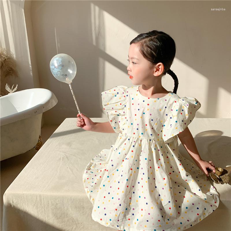 Girl Dresses 2023 Summer Cute Color Dots Princess Dress For Girls Fashion Flying Sleeve Thin Loose Korean Style, White
Girl Dresses 2023 Summer Cute Color Dots Princess Dress For Girls Fashion Flying Sleeve Thin Loose Korean Style, White