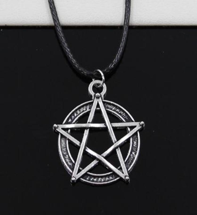 New 20pcslot Tibetan Silver Star Pentagram Necklace Choker Charm Black Leather Cord Necklace DIY1749241
New 20pcslot Tibetan Silver Star Pentagram Necklace Choker Charm Black Leather Cord Necklace DIY1749241