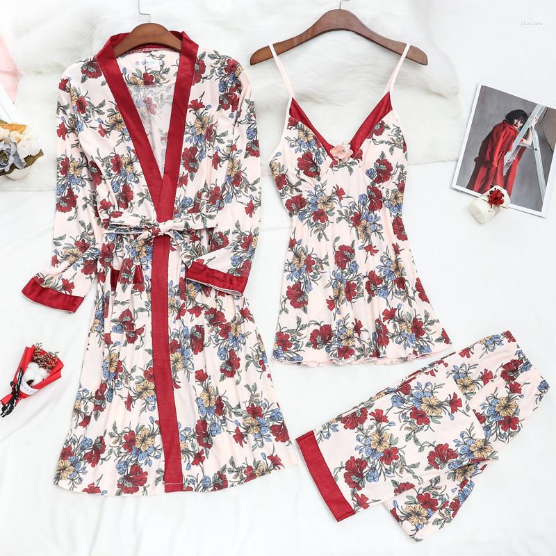 Women's Sleepwear Sexy Pink Print Flower Women 3PCS Kimono Robe Set Sweet Lace Trim Bathrobe Gown Backless Strap Top Lingerie Spring, Pink 3
Women's Sleepwear Sexy Pink Print Flower Women 3PCS Kimono Robe Set Sweet Lace Trim Bathrobe Gown Backless Strap Top Lingerie Spring, Pink 3