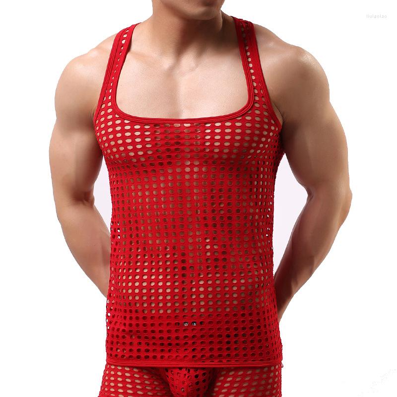 Men's Sleepwear Sexy Hollow Out Tank Top Men Sleep See Through Mesh Short Sleeve Tops Shirt Vest Nightwear Male Clubwear, Navy blue
Men's Sleepwear Sexy Hollow Out Tank Top Men Sleep See Through Mesh Short Sleeve Tops Shirt Vest Nightwear Male Clubwear, Navy blue