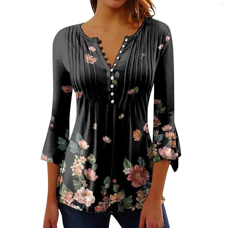 Women' T Shirts Women' Button Down Shirt Casual Daily Blouse 3/4 Sleeve Round Neck T-Shirt Floral Printing Tunic Everyday Street, Blue
Women' T Shirts Women' Button Down Shirt Casual Daily Blouse 3/4 Sleeve Round Neck T-Shirt Floral Printing Tunic Everyday Street, Blue