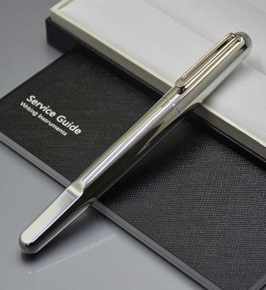 

Supplies Write Men Gift Pens With Set Box Quality Heavy Metal Silver Top Grey Magnetic Shut Cap Rollerball Pen Stationery Business2804652