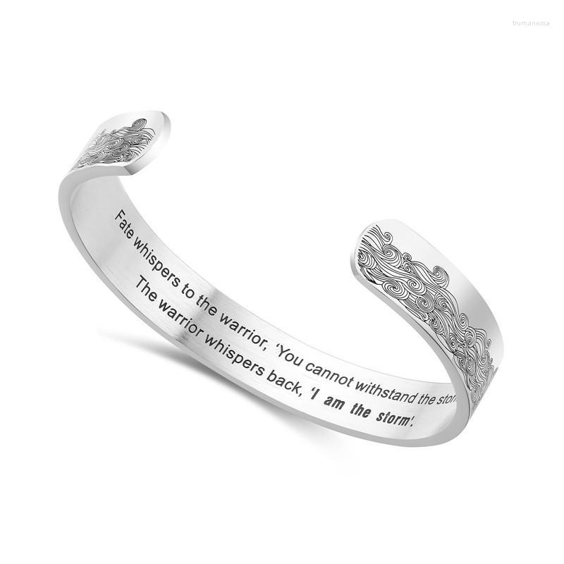 Bangle -selling Explosion Wave Titanium Steel Bracelet Inside Laser Lettering Inspirational Statement Opening Can Be CBangle Raym22