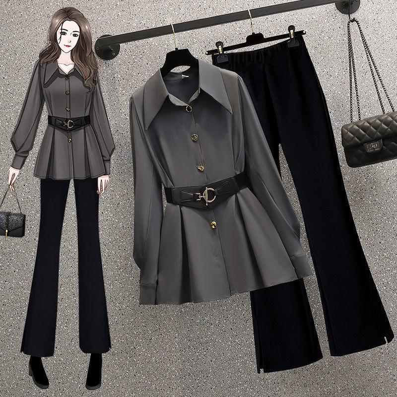 Women's Two Piece Pants Women Graceful Shirt With Waist Belt Spring Autumn Office Lady Casual Blouse High Flare Pieces Set Trousers, Only pants
Women's Two Piece Pants Women Graceful Shirt With Waist Belt Spring Autumn Office Lady Casual Blouse High Flare Pieces Set Trousers, Only pants